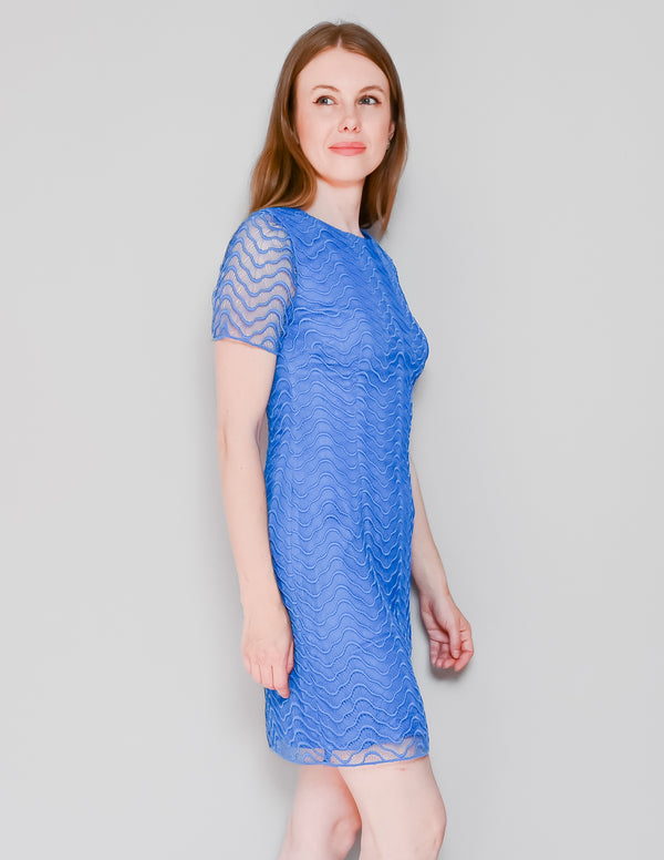 REISS Larkies Blue Lace Overlay Dress