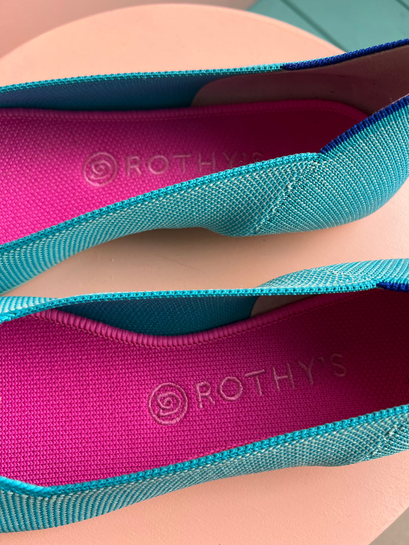 ROTHY’S Island Blue The Point Flats New In Box 10.5