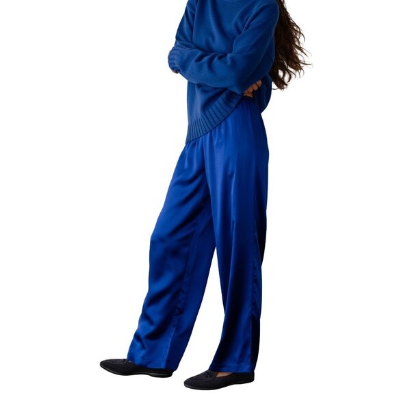 DONNI. The Silk Simple Pant Azure Blue $364 NWT Small