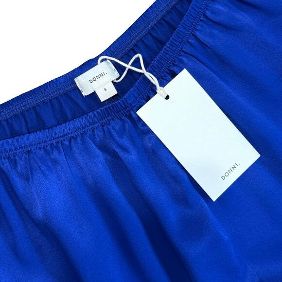DONNI. The Silk Simple Pant Azure Blue $364 NWT Small