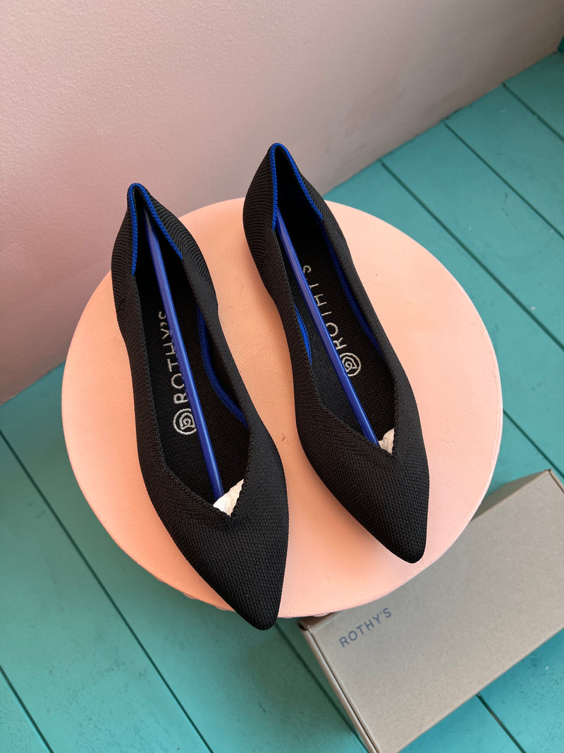 ROTHY’S The Point Black Solid Flats New 6