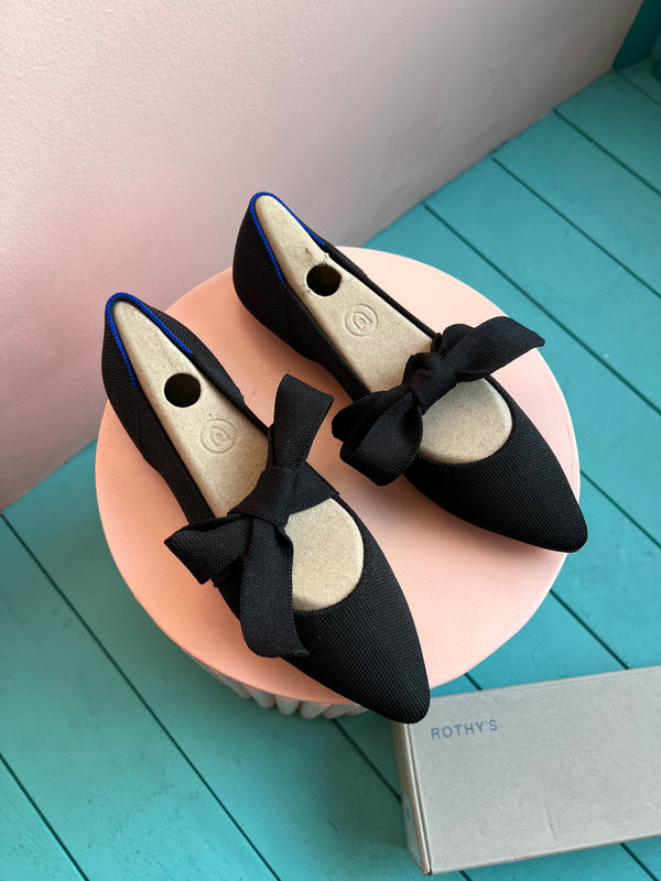 ROTHY’S The Mary Jane Pointed Toe Black Flats New 6.5