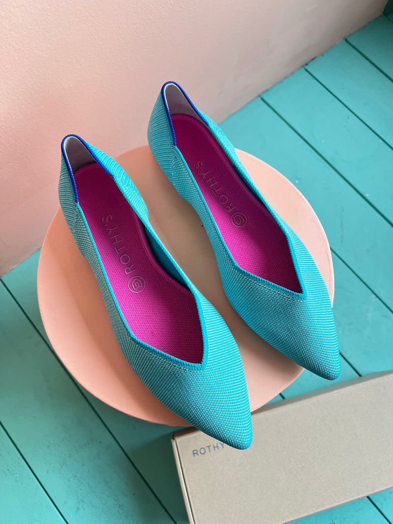 ROTHY’S Island Blue The Point Flats New In Box 10.5