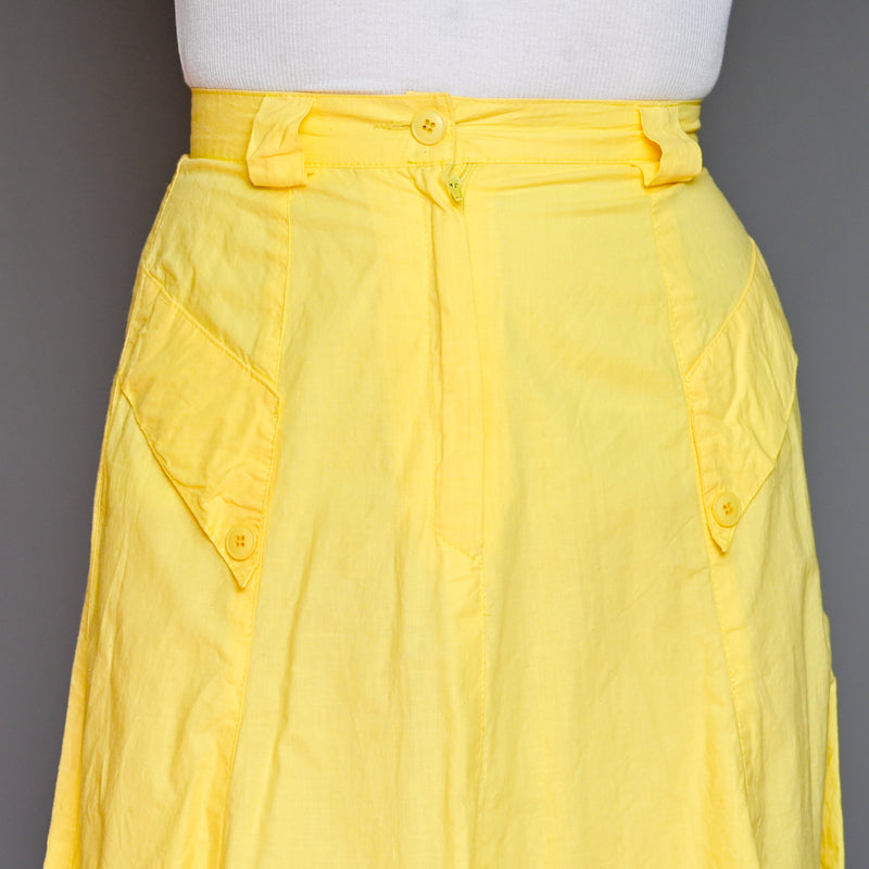 VINTAGE Fucha’s Yellow Cotton Midi Skirt