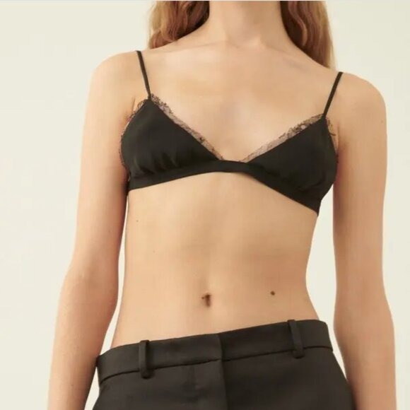 Veronica De Piante sofia bikini bra in georgette Black lace $295 Like New S