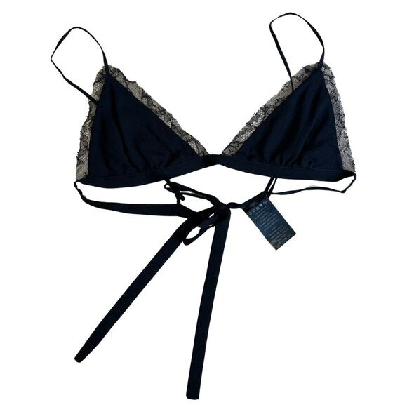Veronica De Piante sofia bikini bra in georgette Black lace $295 Like New S
