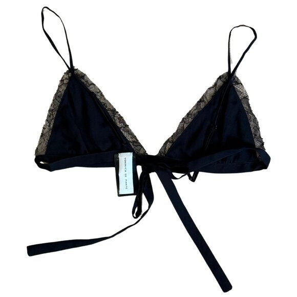 Veronica De Piante sofia bikini bra in georgette Black lace $295 Like New S