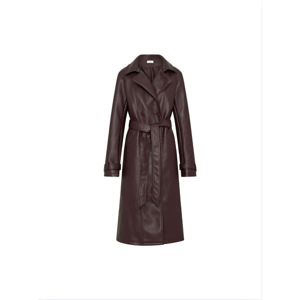 MESHKI Tarah Faux Leather Trench Coat Cacao Brown $219 NWT XS