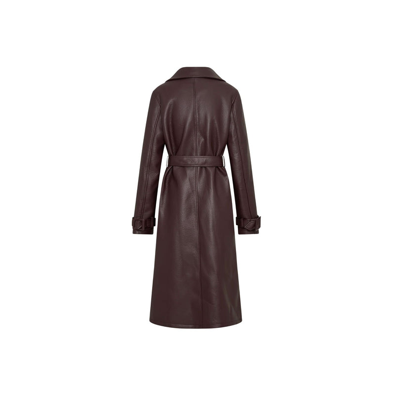 MESHKI Tarah Faux Leather Trench Coat Cacao Brown $219 NWT XS