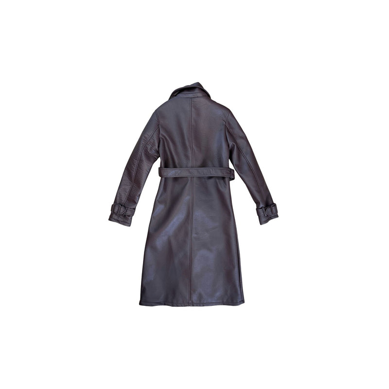MESHKI Tarah Faux Leather Trench Coat Cacao Brown $219 NWT XS