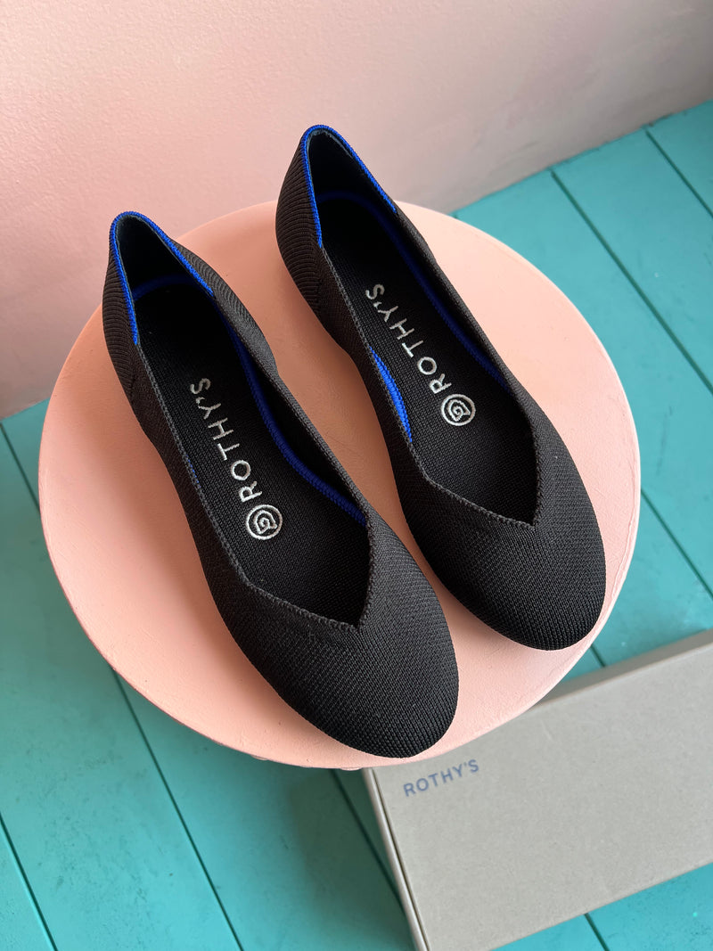 ROTHY’S The Flat Black Solid Round Toe Shoes New 6