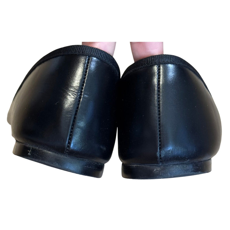 J. CREW Quinn Square-toe Ballet Flats Leather Black $168 GUC 7.5