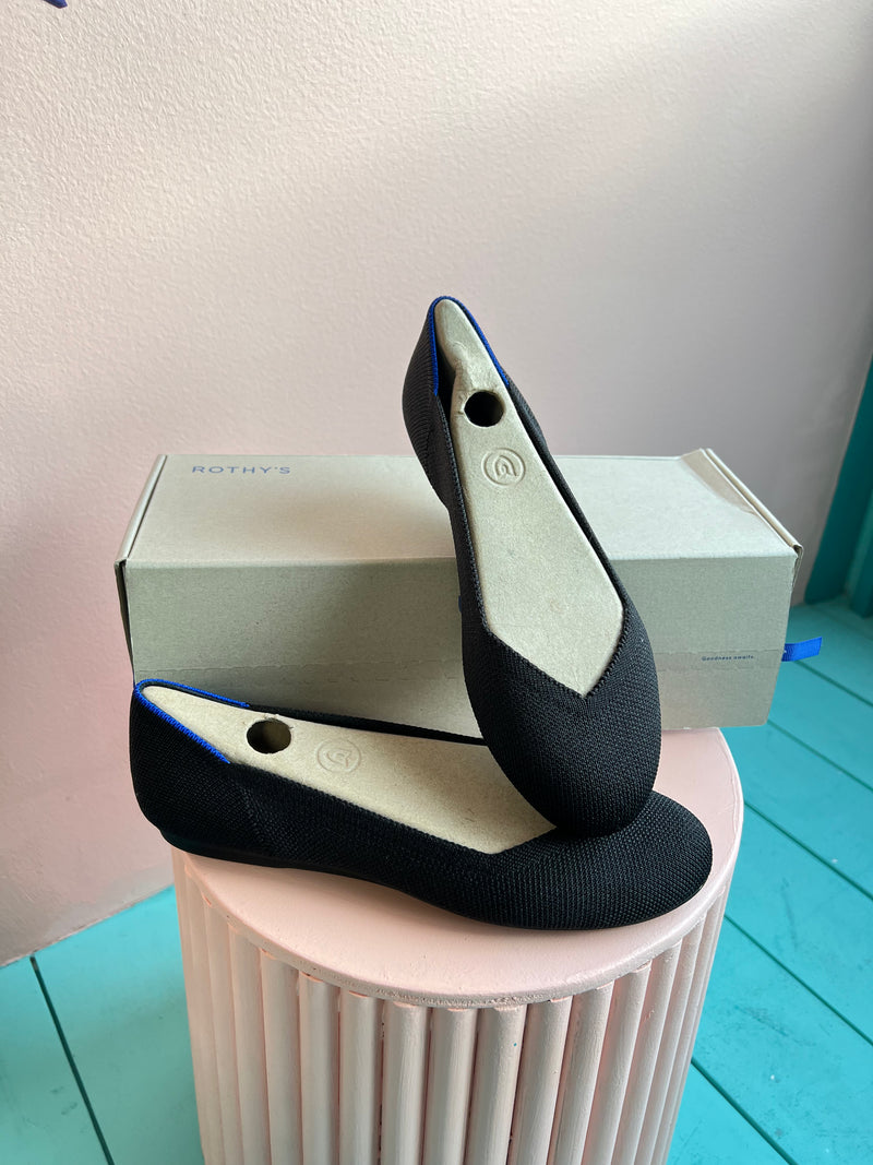 ROTHY’S The Flat Black Solid Round Toe Shoes New 6