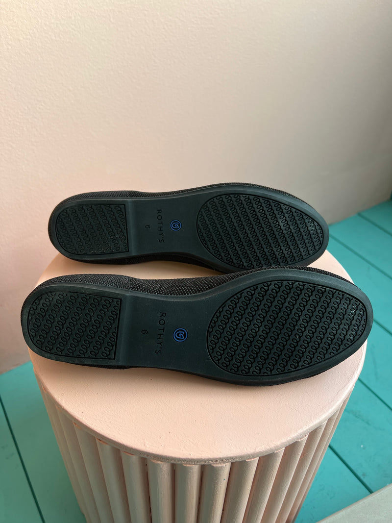 ROTHY’S The Flat Black Solid Round Toe Shoes New 6