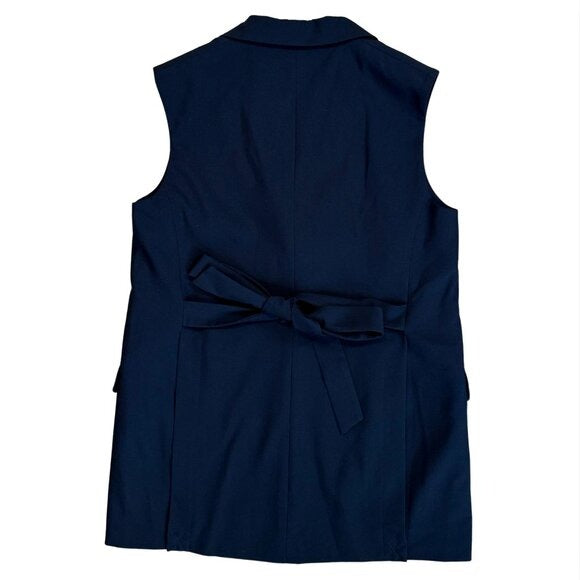 435. VIKTORIA & WOODS Repertoire Navy Blue Sleeveless Blazer $403 NWT Sz 1 US 4