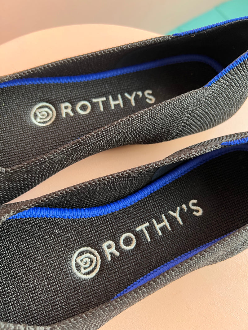 ROTHY’S The Flat Black Solid Round Toe Shoes New 6