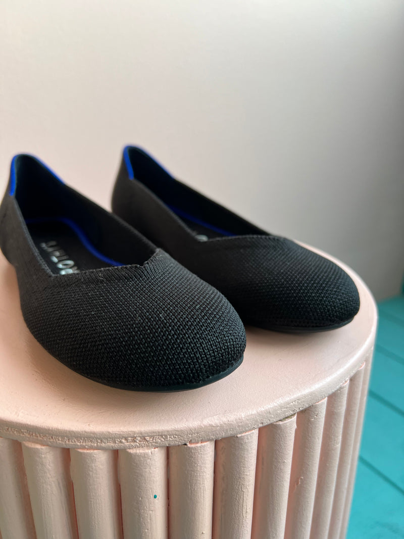 ROTHY’S The Flat Black Solid Round Toe Shoes New 6