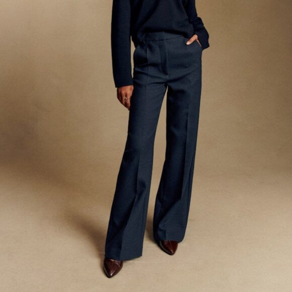 737. SEZANE Matheo Navy Dark Blue Trouser $175 NWT Sz 4