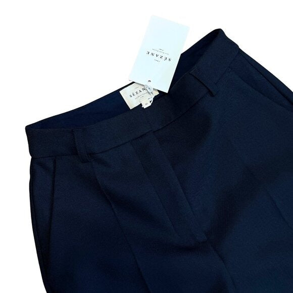 737. SEZANE Matheo Navy Dark Blue Trouser $175 NWT Sz 4