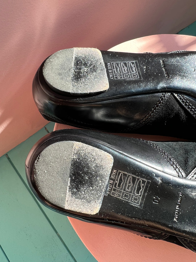 DIOR Leather Signature D Pointed Toe Ballet Flats in Black Size 40