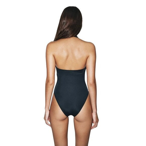 C. DESIGN Australia HALTER MAILLOT Black One Piece Swimsuit $186 EUC XS