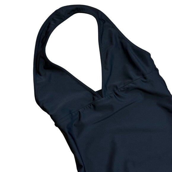 C. DESIGN Australia HALTER MAILLOT Black One Piece Swimsuit $186 EUC XS