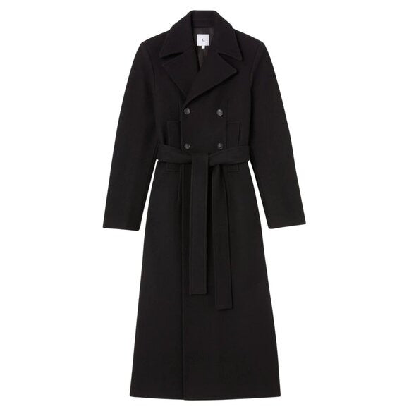 G. Label GWYN by Goop Emilia Black Cashmere Wool Full Coat $1195 NWOT Sz 4
