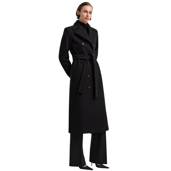 G. Label GWYN by Goop Emilia Black Cashmere Wool Full Coat $1195 NWOT Sz 4