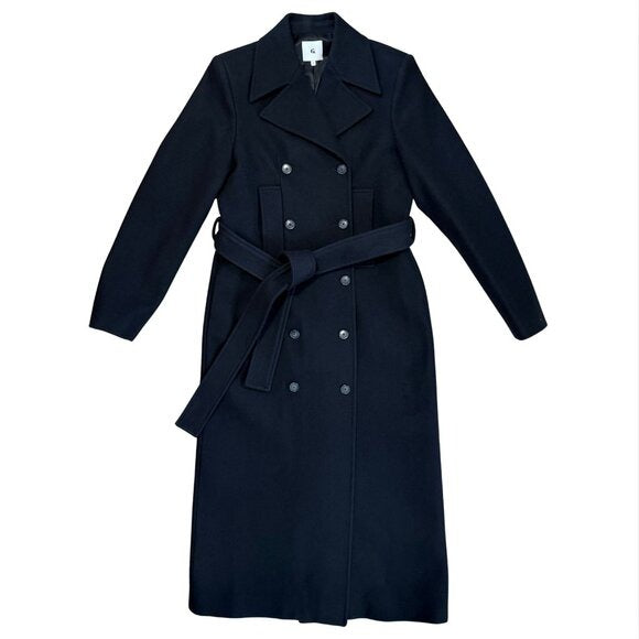 G. Label GWYN by Goop Emilia Black Cashmere Wool Full Coat $1195 NWOT Sz 4