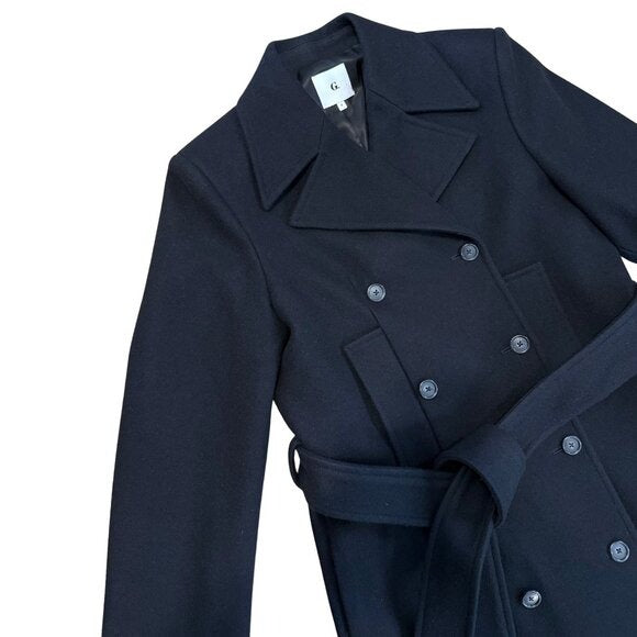 G. Label GWYN by Goop Emilia Black Cashmere Wool Full Coat $1195 NWOT Sz 4