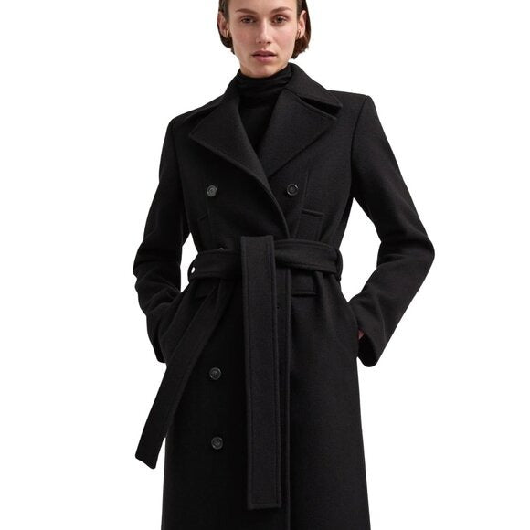 G. Label GWYN by Goop Emilia Black Cashmere Wool Full Coat $1195 NWOT Sz 4