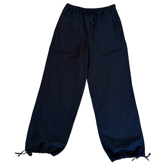 ALIGNE Black Cotton Tie Bottom Wide Leg Pants $145 EUC Sz 4