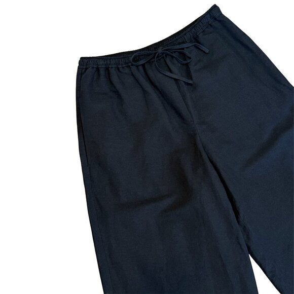 ALIGNE Black Cotton Tie Bottom Wide Leg Pants $145 EUC Sz 4