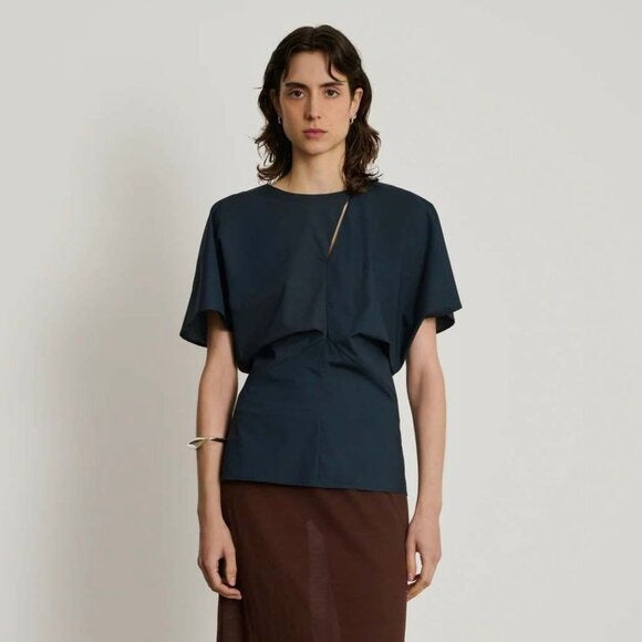 Soeur Embrun Midnight Blue Blouse Cotton $295 EUC Sz 36