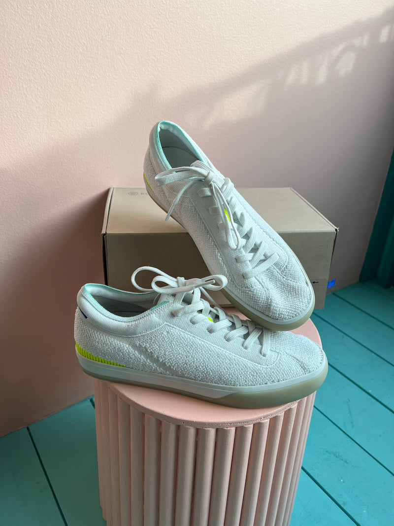ROTHY’S White Terry Lace Up Tennis Shoes New 8
