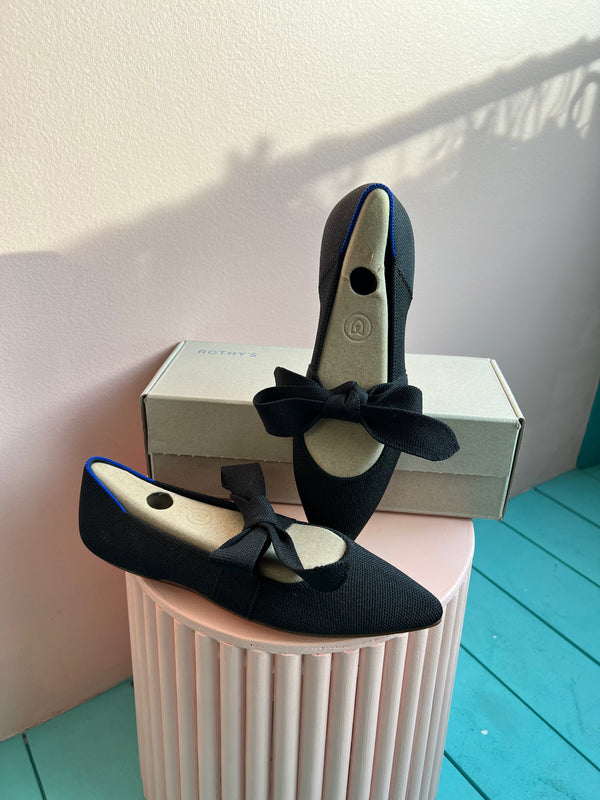 ROTHY’S The Mary Jane Pointed Toe Black Flats New 6.5