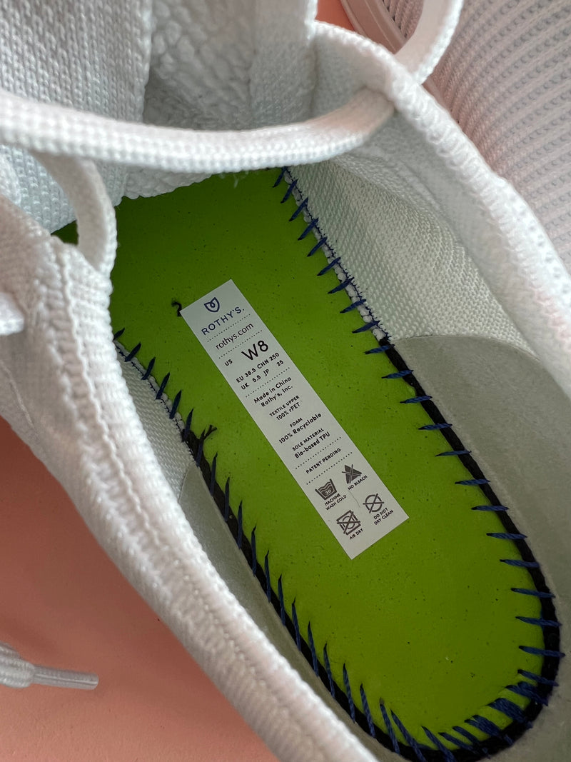 ROTHY’S Bright White The Lace Up Sneaker New in Box 8