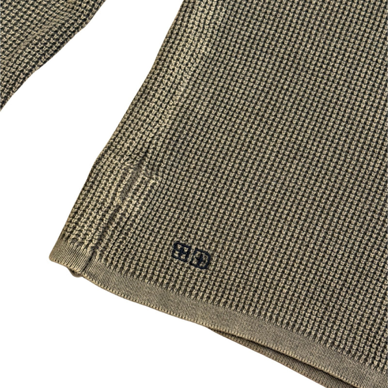 KSUBI Vintage Green Acid Washed Waffle Knit Sweater $260 EUC L