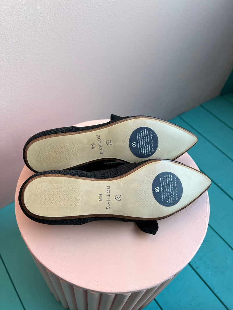 ROTHY’S The Mary Jane Pointed Toe Black Flats New 6.5