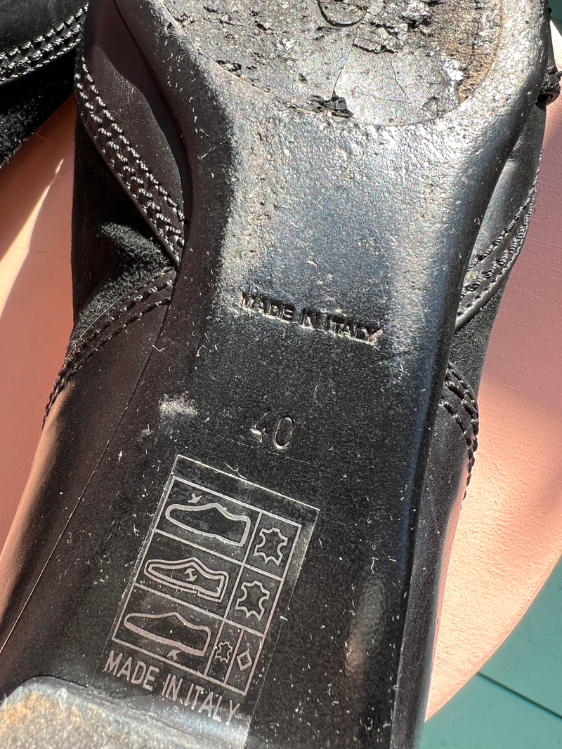 DIOR Leather Signature D Pointed Toe Ballet Flats in Black Size 40