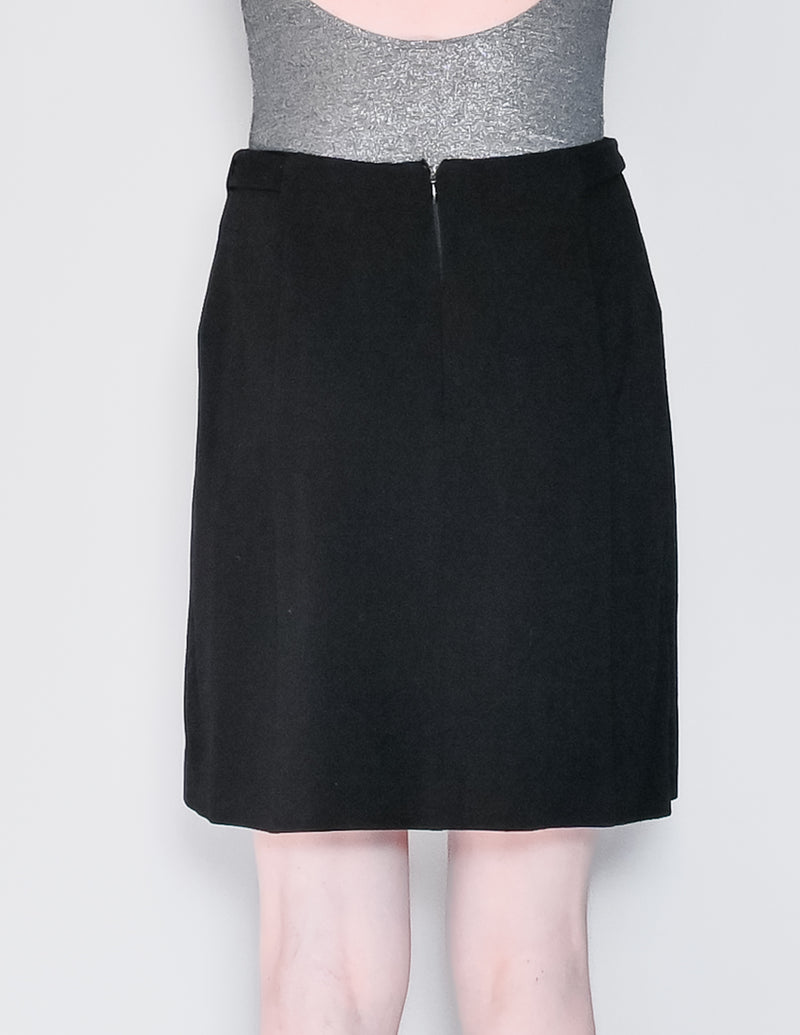 EMPORIO ARMANI Vintage Black Wool-Blend Mini Skirt (IT44)