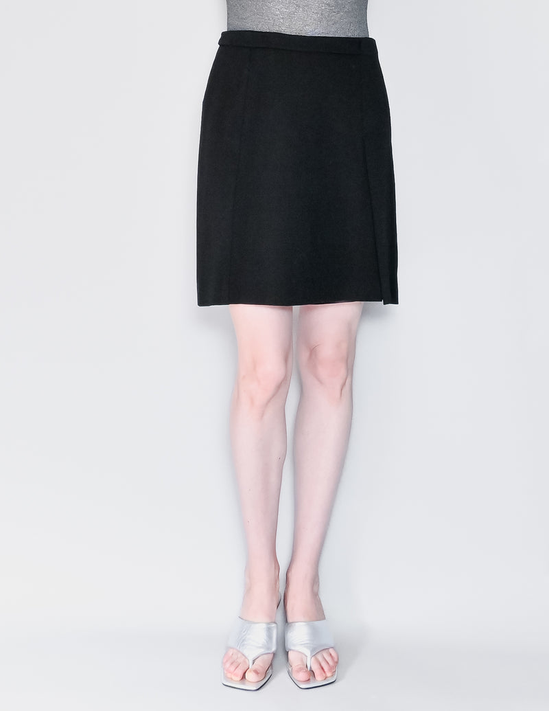 EMPORIO ARMANI Vintage Black Wool-Blend Mini Skirt (IT44)