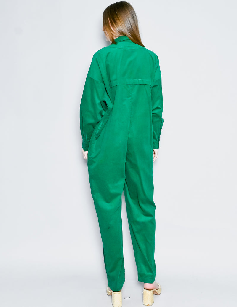 SUZIE KONDI Utility Jumpsuit in Emerald Green Corduroy NWT (XS)