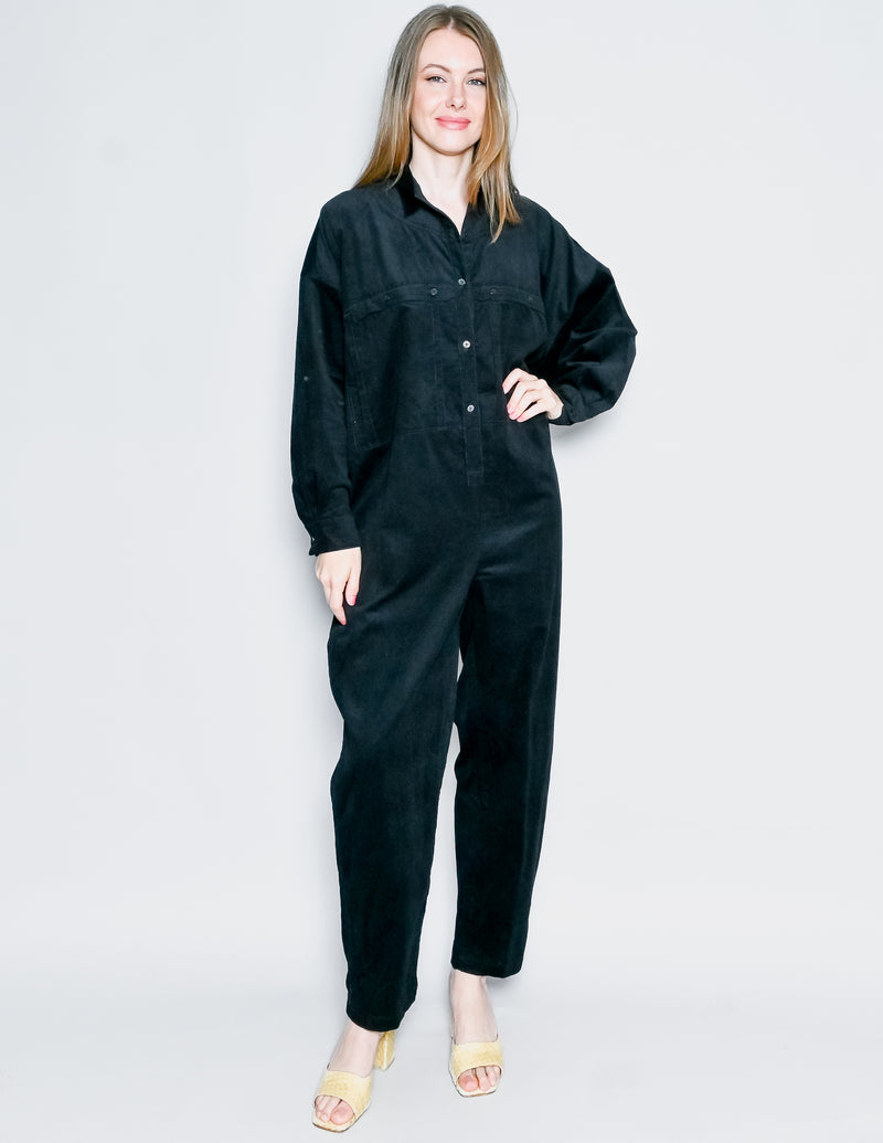 SUZIE KONDI Utility Jumpsuit in Black Corduroy NWT (XS)