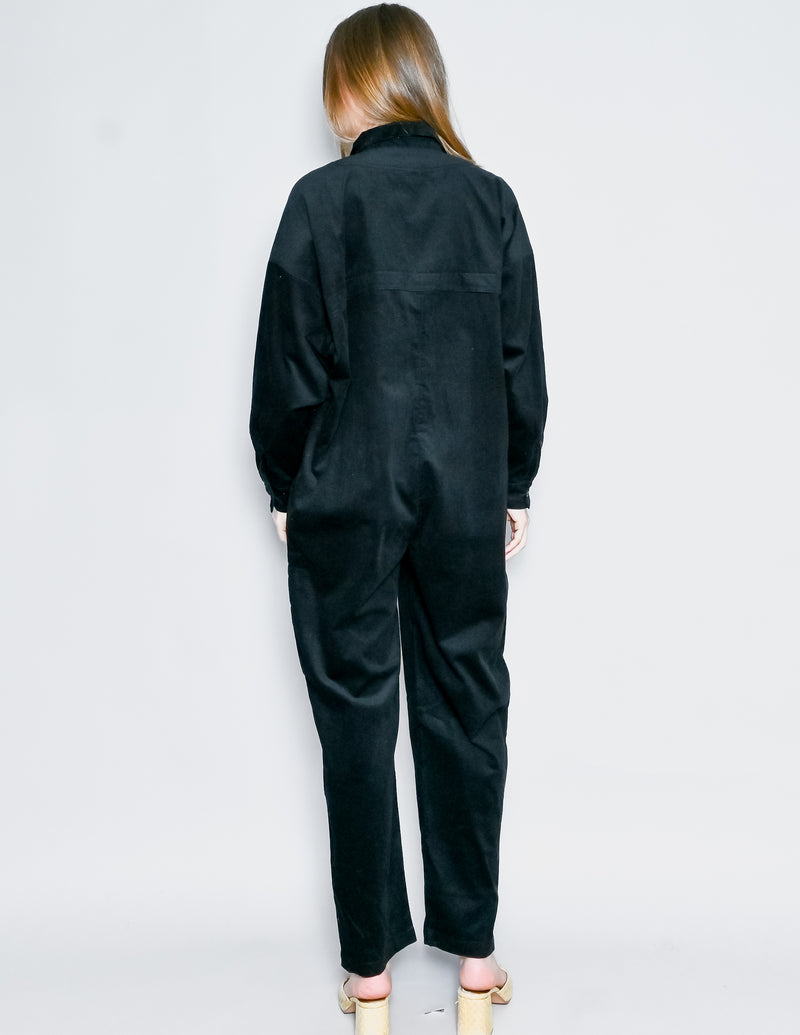 SUZIE KONDI Utility Jumpsuit in Black Corduroy NWT (XS)