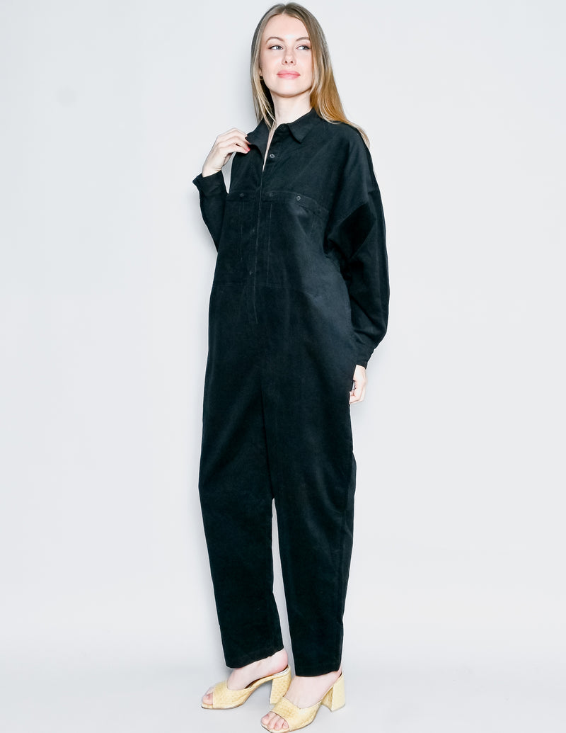 SUZIE KONDI Utility Jumpsuit in Black Corduroy NWT (XS)