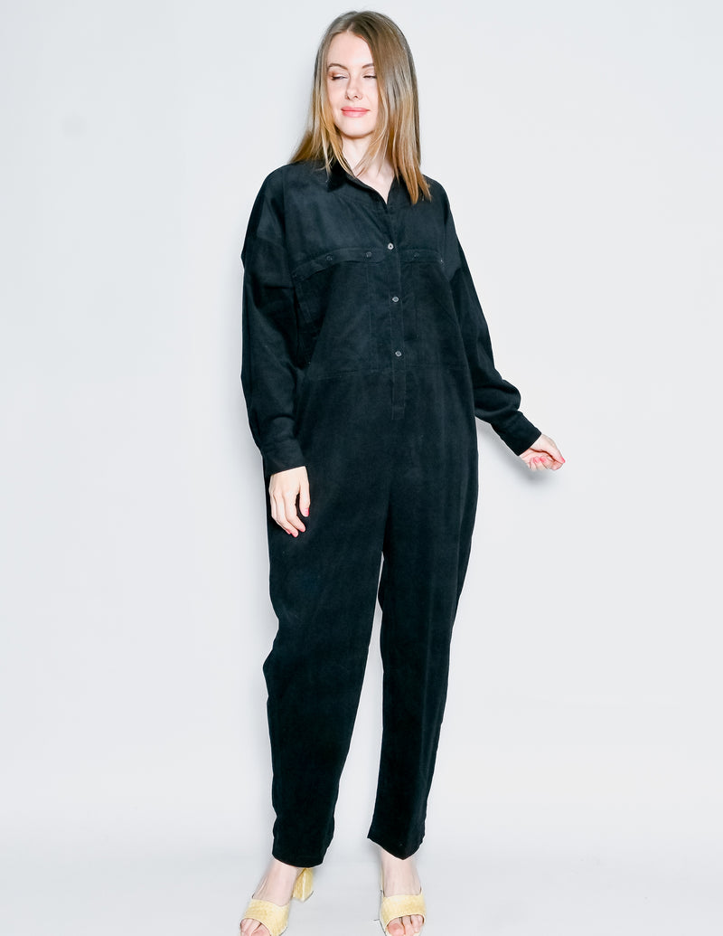 SUZIE KONDI Utility Jumpsuit in Black Corduroy NWT (XS)