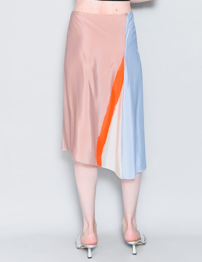REED KRAKOFF Colorblock Print Silk Midi Skirt (6)