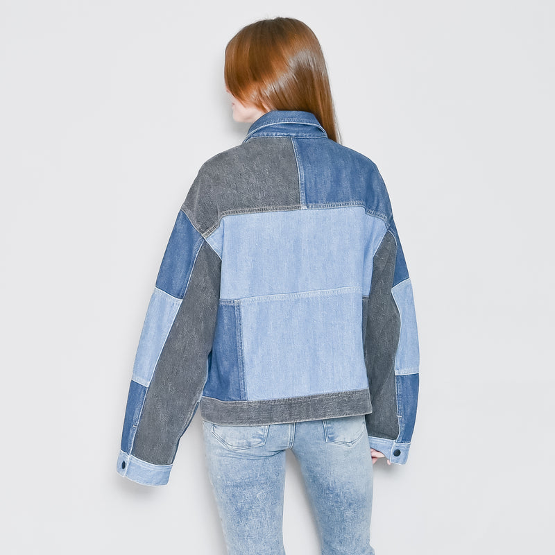 AG Adriano Goldschmied Kaya Patchwork Denim Jacket (M)