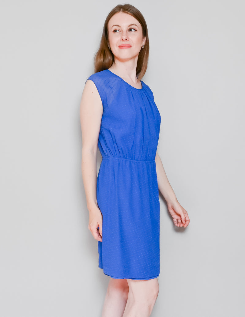 SESSUN Blue Silk French Dot Antonina Dress